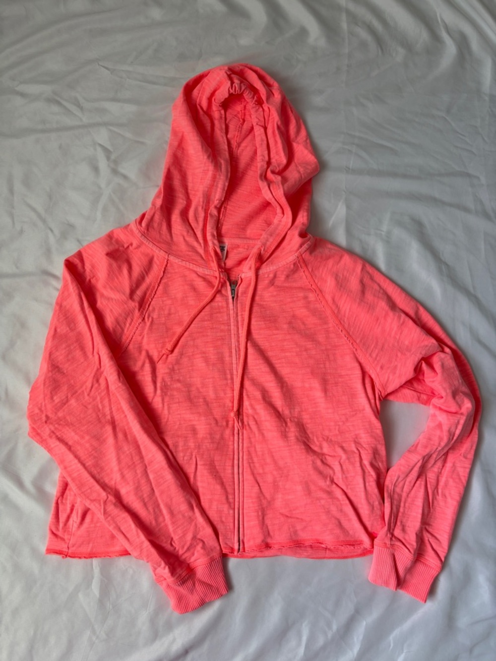 PINK Victoria's Secret Neon Coral Zip-Up Hoodie